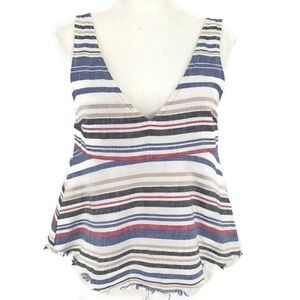 Zara Denim Couture Small Striped Sleeveless Crop